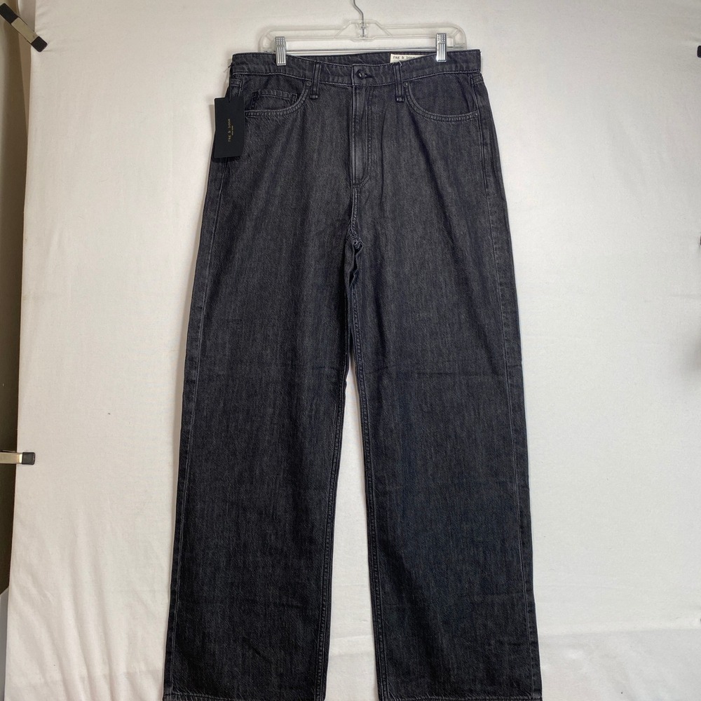 NWT Rag & Bone Lori Mid-Rise Wide Leg Mens 30 Senoia Grey Cotton Lyocell Jeans